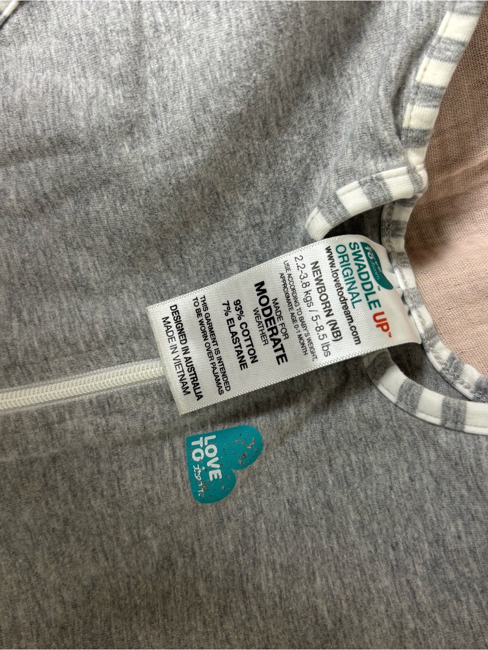 Love to dream Grey & White Striped Infant Sleep Swaddle